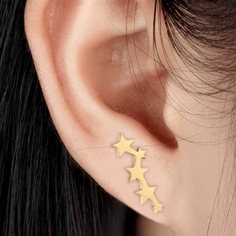 Stalen Goudkleurige Sterren Oorbellen - Tijdloos Cadeau - oor4118 - SSE413 - Oorbellen kopen