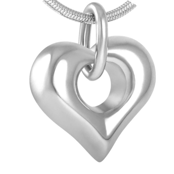 Heart-shaped ash jewelry with open detail – steel