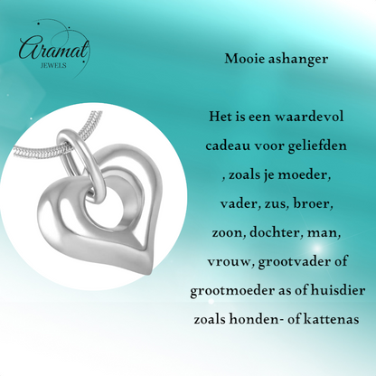 Heart-shaped ash jewelry with open detail – steel