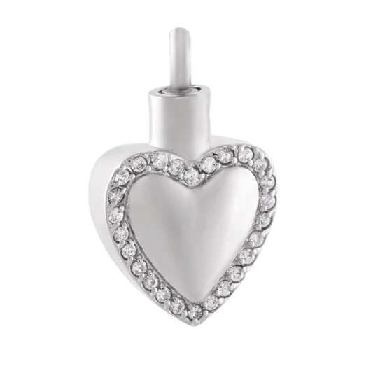 Heart pendant with zirconia – silver-colored steel