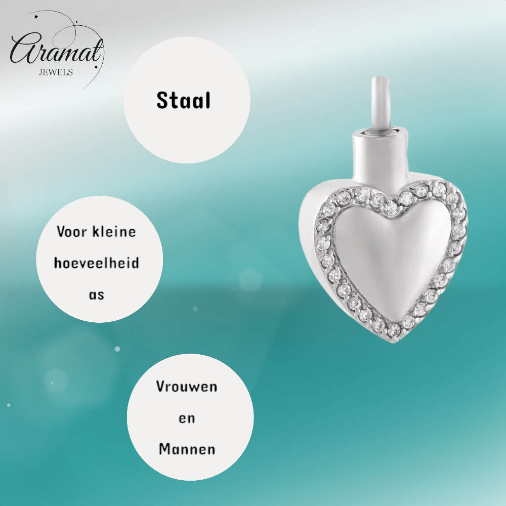 Heart pendant with zirconia – silver-colored steel