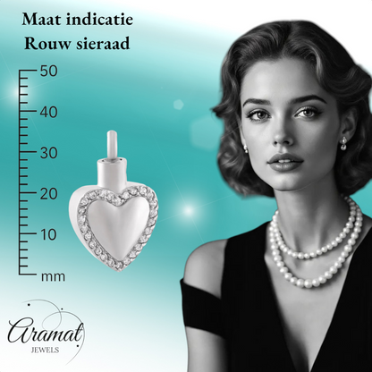 Heart pendant with zirconia – silver-colored steel