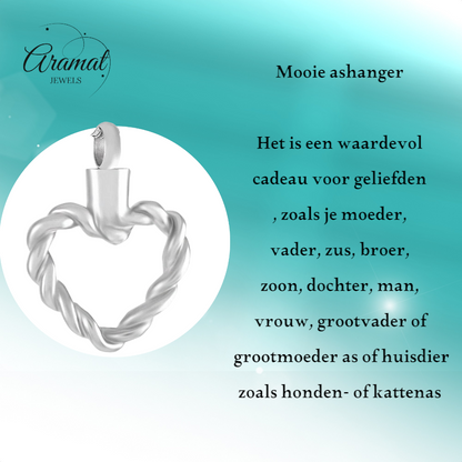 Twisted heart ash pendant – open steel memorial jewelry