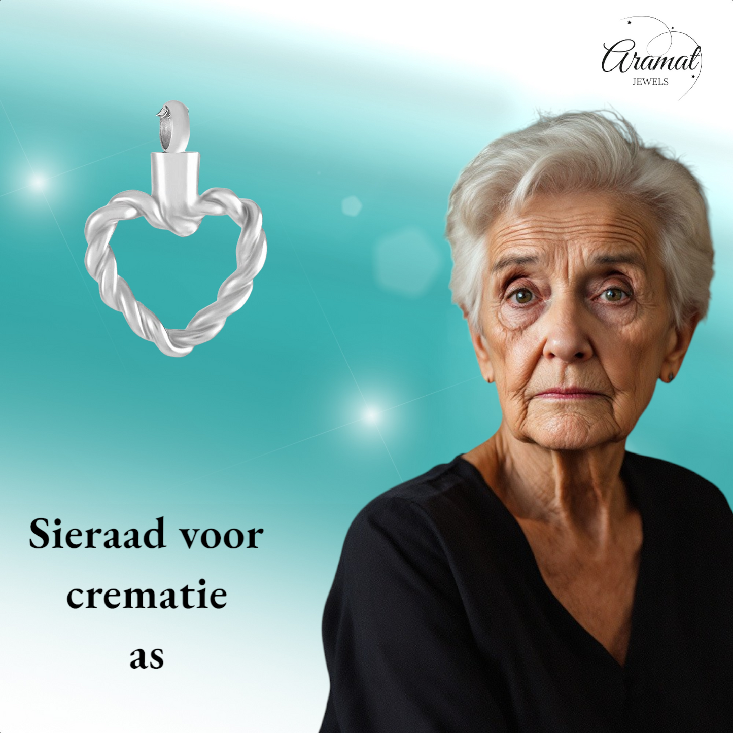 Twisted heart ash pendant – open steel memorial jewelry