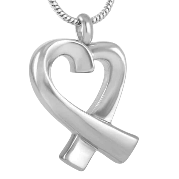 Steel open heart ash pendant – memorial jewelry