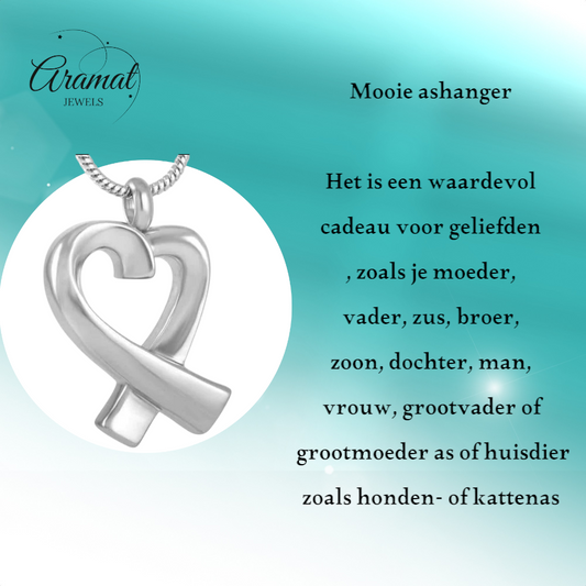 Steel open heart ash pendant – memorial jewelry