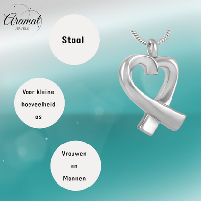 Steel open heart ash pendant – memorial jewelry