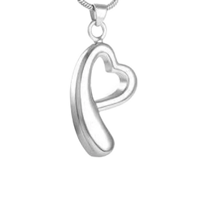 Open heart ash pendant – mourning jewelry made of steel