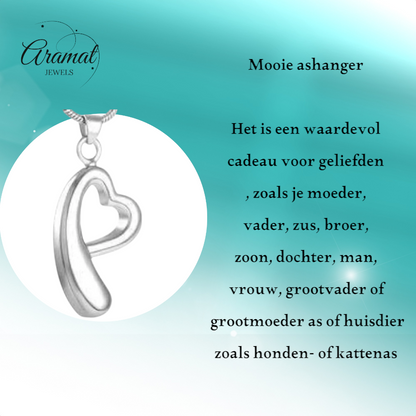 Open heart ash pendant – mourning jewelry made of steel