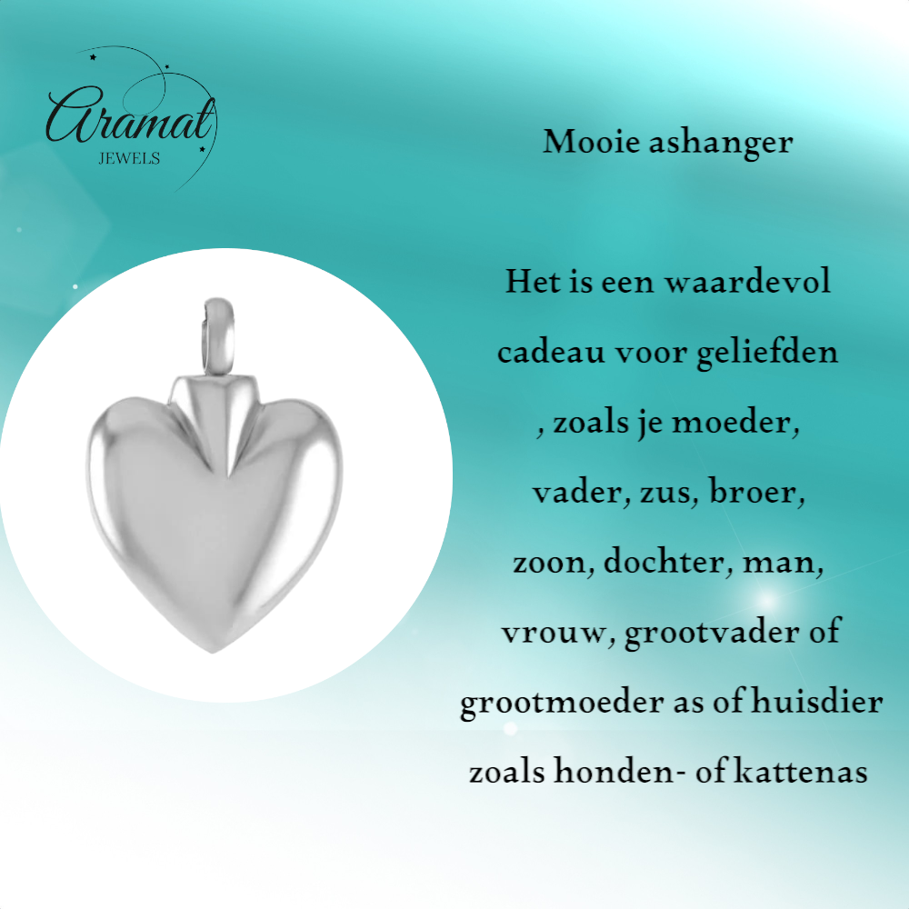 Heart-shaped ash jewelry made of steel – memorial jewelry