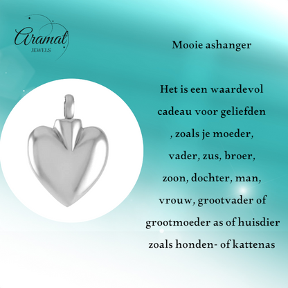 Heart-shaped ash jewelry made of steel – memorial jewelry