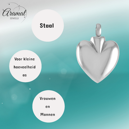 Heart-shaped ash jewelry made of steel – memorial jewelry