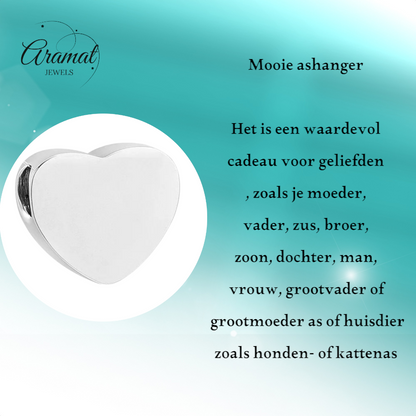 Silver-colored ash pendant heart – stainless steel 13mm