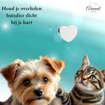 Silver-colored ash pendant heart – stainless steel 13mm