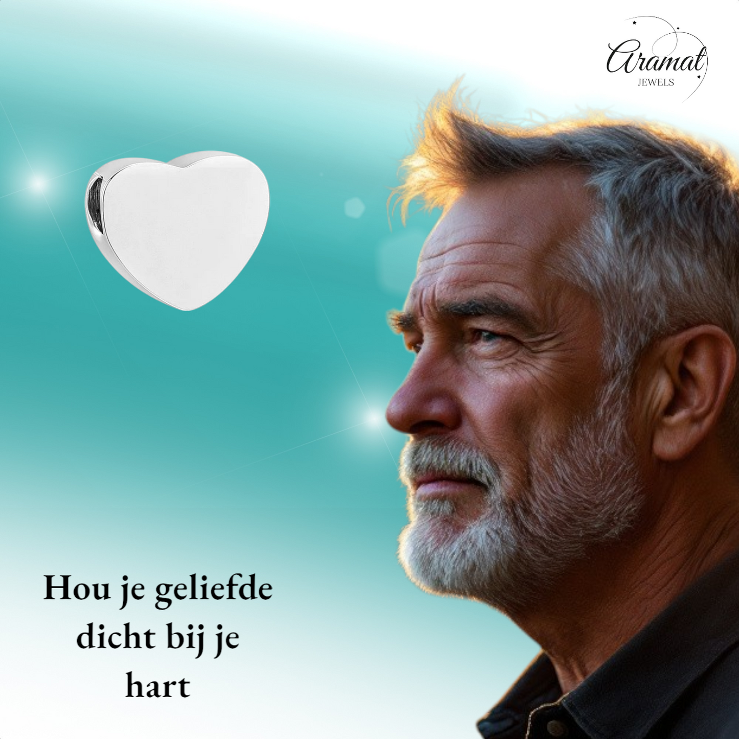 Silver-colored ash pendant heart – stainless steel 13mm