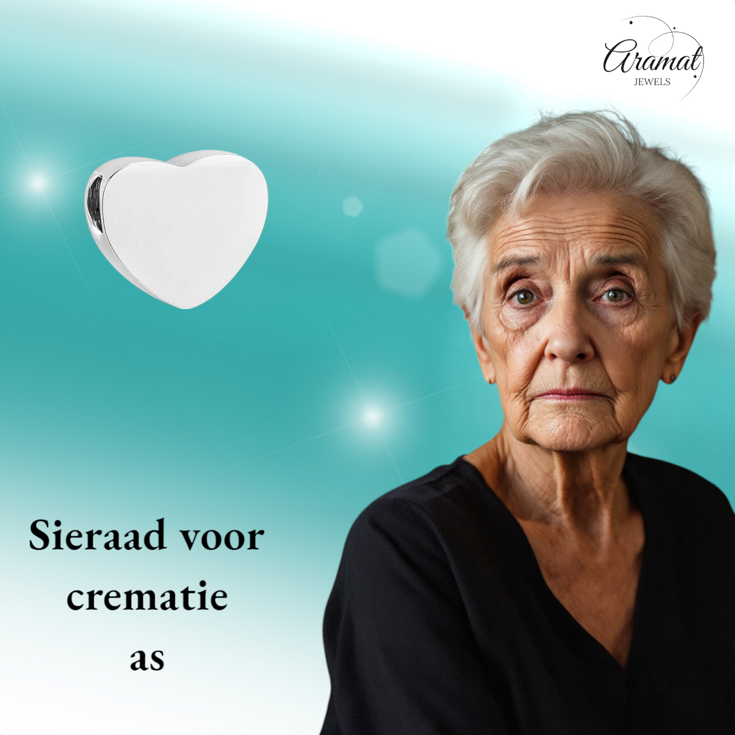 Silver-colored ash pendant heart – stainless steel 13mm