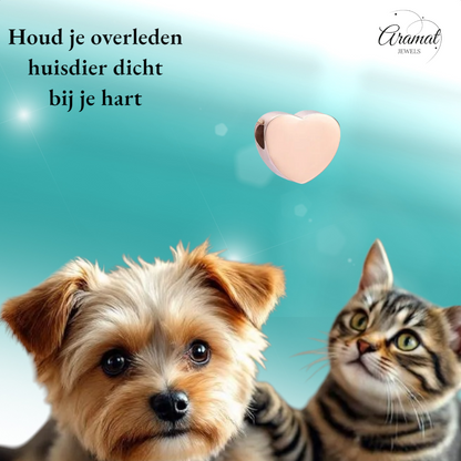 Rose-colored ash pendant heart – stainless steel 13mm