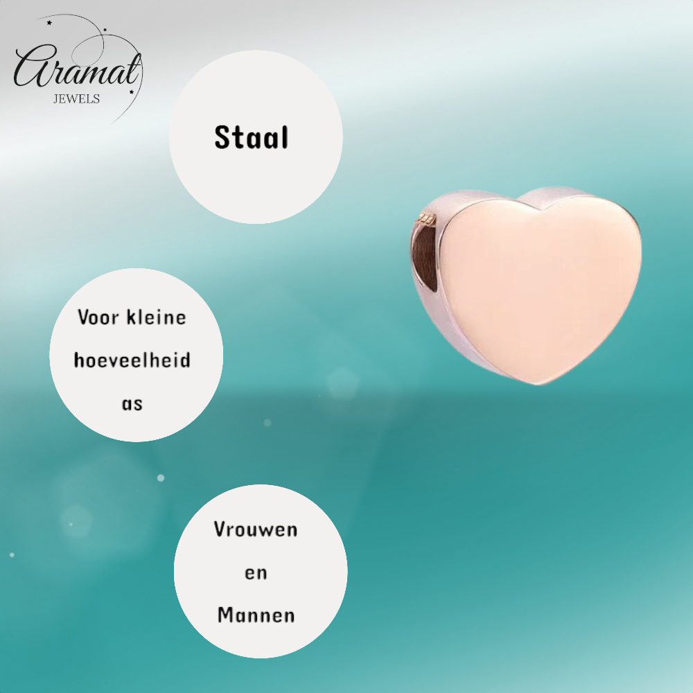Rose-colored ash pendant heart – stainless steel 13mm