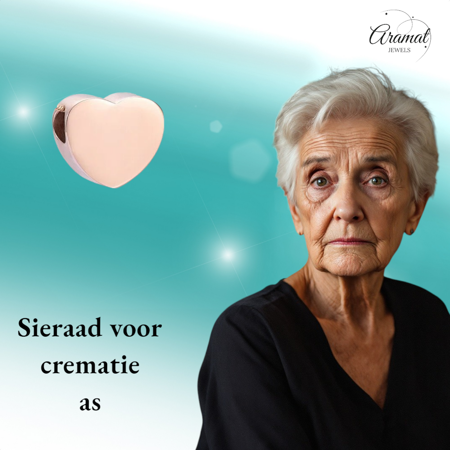 Rose-colored ash pendant heart – stainless steel 13mm