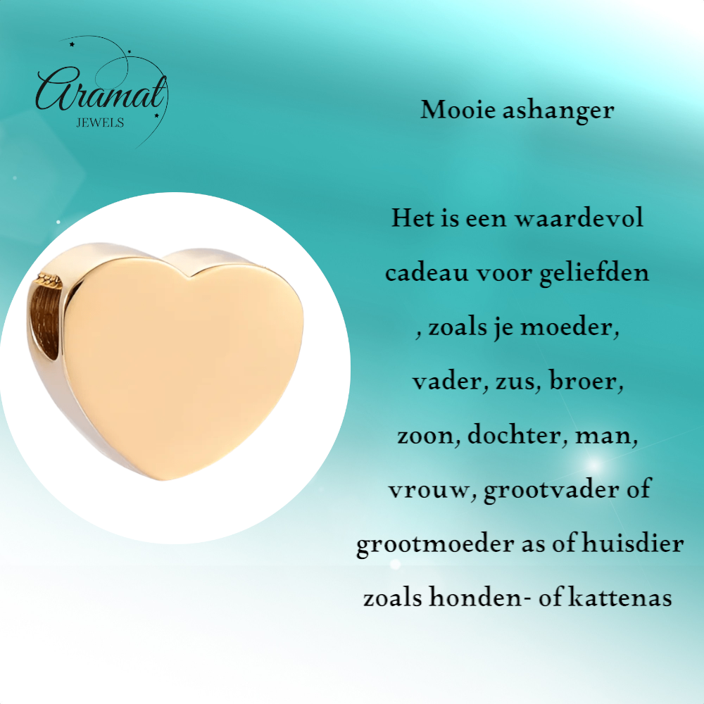 Gold-colored ash pendant heart – steel – 13mm