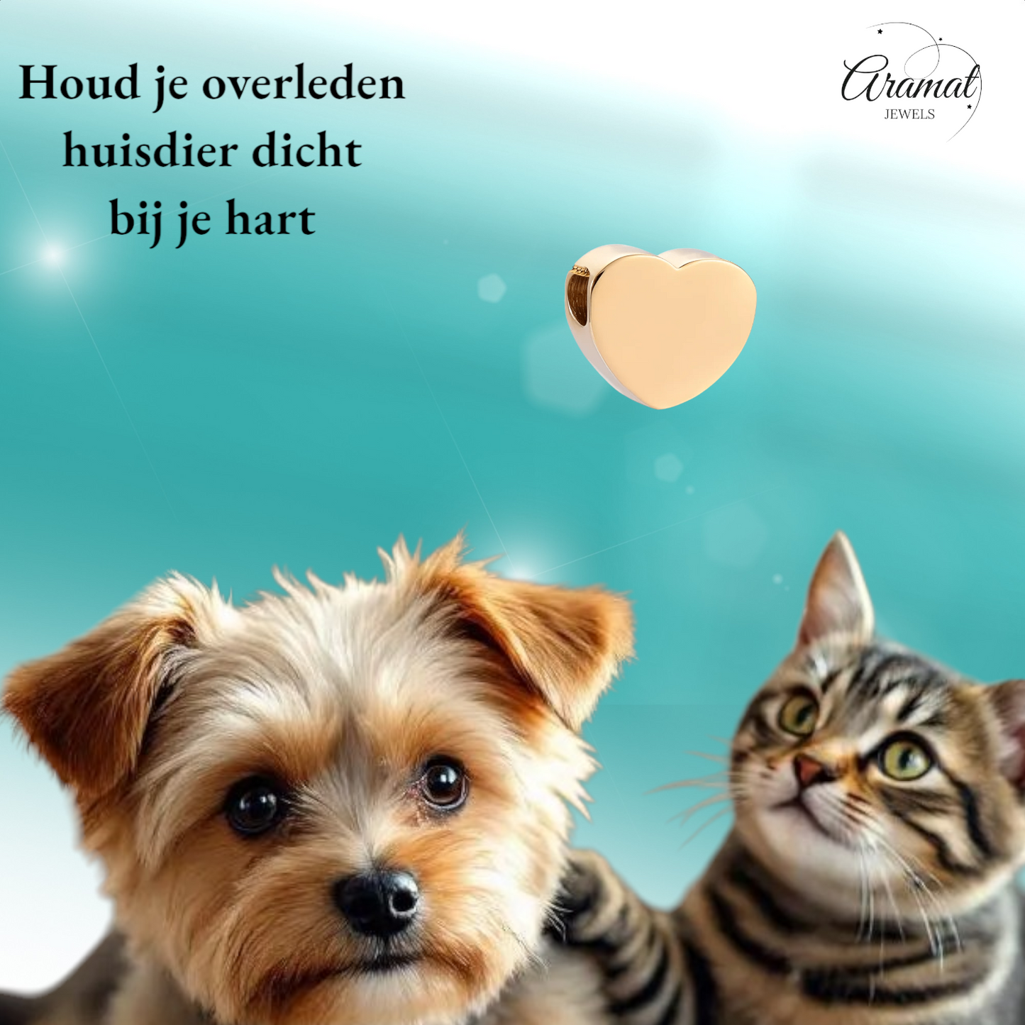 Gold-colored ash pendant heart – steel – 13mm