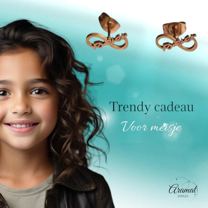 Stalen Infinity Oorbellen 11x5mm - Rosékleur - Forever - oor86 - Oorbellen kopen# - 11mm - alles