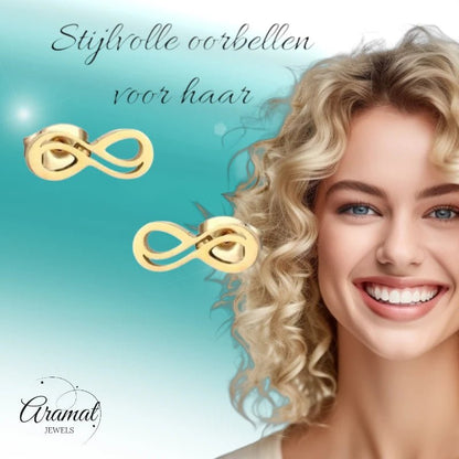 Stalen Infinity Oorbellen - Goudkleurig & Elegant - oor156 - SSE303 - Oorbellen kopen