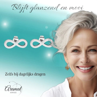 Stalen Infinity Oorbellen zilverkleurig 10x4mm - oor626 - XE76490 - Oorbellen kopen