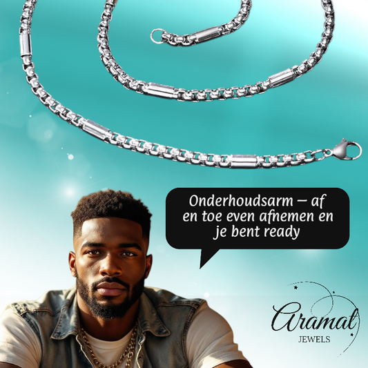 Collier Jasseron en acier avec barrettes pour homme