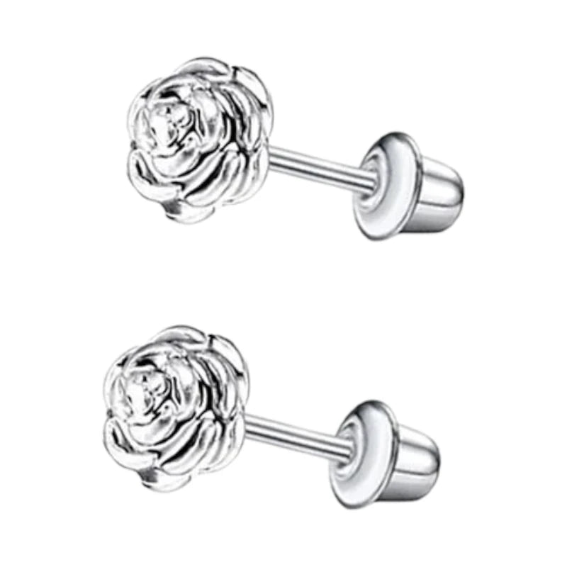 Stalen kinder oorbellen - 7mm rozen oorknopjes met schroefsluiting - oor6264 - 72430 - Oorbellen kopen# - 7mm - alles