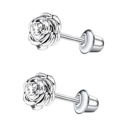 Stalen kinder oorbellen - 7mm rozen oorknopjes met schroefsluiting - oor6264 - 72430 - Oorbellen kopen# - 7mm - alles