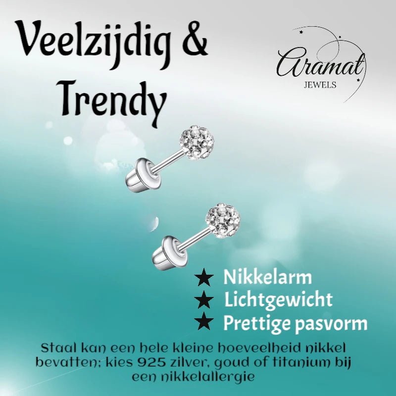 Stalen kinderoorbellen - 3,5mm kristal oorknopjes - schroefsluiting - oor6262 - 72428 - Oorbellen kopen# - 3.5mm - alles