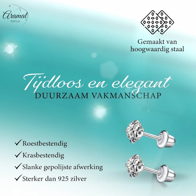 Stalen kinderoorbellen - 3mm zirkonia oorknopjes - schroefsluiting - oor6261 - 72427 - Oorbellen kopen# - 3mm - alles