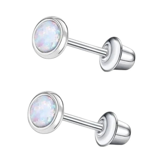 Stalen kinderoorbellen - RVS Kinderoorbellen Opaal 4mm - oor6275 - 72444 - Oorbellen kopen# - 4mm - alles - cadeau