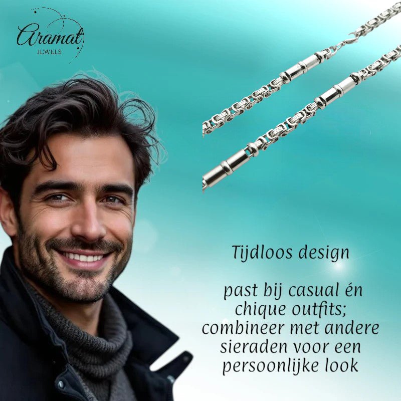 Stalen Konings Ketting met Versace Motief - Aramat Jewels - Halskettingen - cadeautip