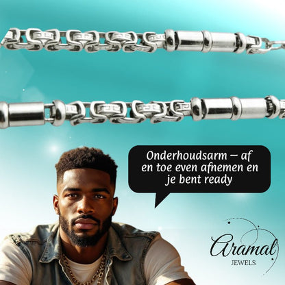 Stalen Konings Ketting met Versace Motief - Aramat Jewels - Halskettingen - cadeautip