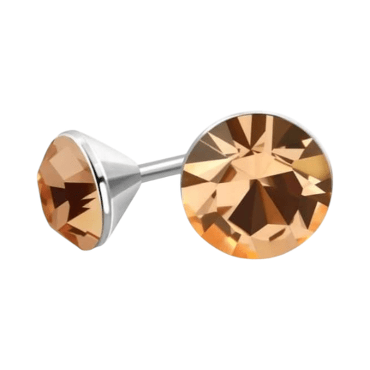 Stalen Kristal Oorbellen met champagnekleurig steentje – Zilverkleur – 4mm - Aramat Jewels - Oorbellen - cadeautip