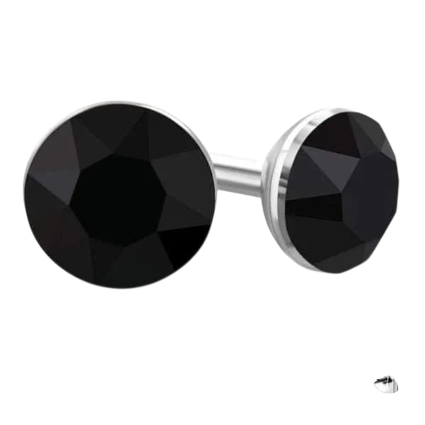 Black Crystal Mini Earrings – 3mm – Stainless Steel