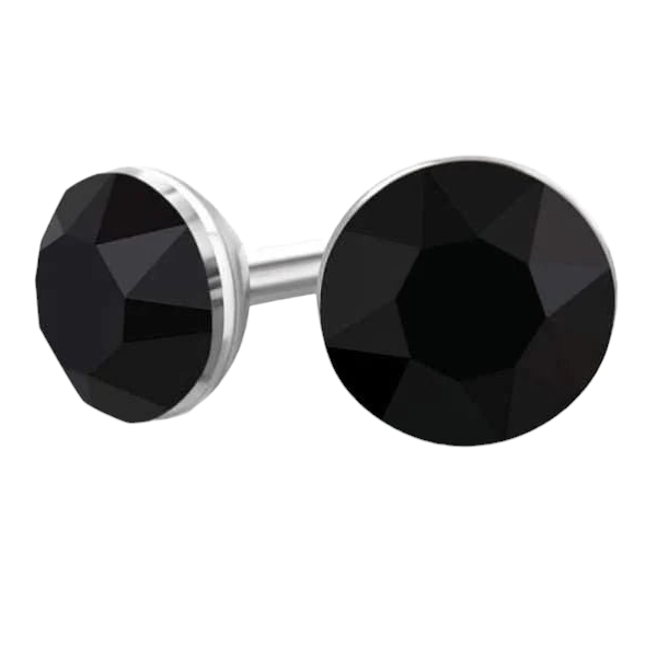 Black Crystal Mini Earrings – 3mm – Stainless Steel