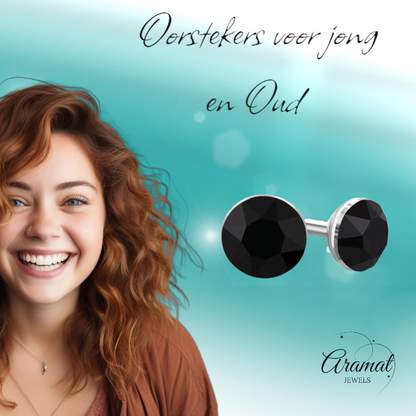 Black Crystal Mini Earrings – 3mm – Stainless Steel