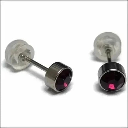 Boucles d'oreilles – Acier Cristal Violet Argent (5 mm) 