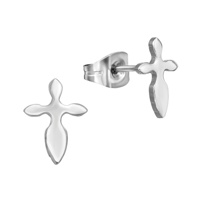 Stalen Kruisjes Oorbellen – Zilverkleur – 10x7mm - oor3472 - 11386 - Oorbellen kopen# - 10mm - alles - cadeau