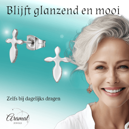 Stalen Kruisjes Oorbellen – Zilverkleur – 10x7mm - oor3472 - 11386 - Oorbellen kopen# - 10mm - alles - cadeau