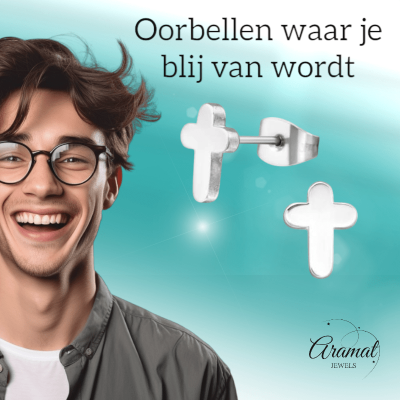 Stalen Kruisjes Oorbellen Zilverkleurig – 10x7mm - oor2747 - LJE1097 - Oorbellen kopen# - 10mm - alles - cadeau