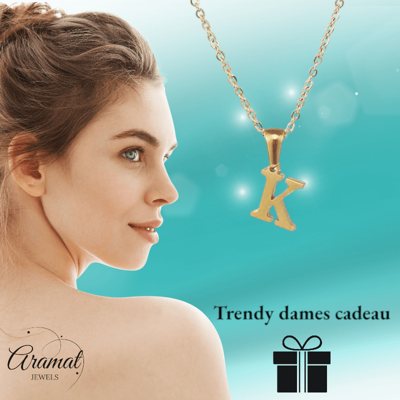 Stalen Letter Ketting goudkleur - Aramat Jewels - Halskettingen - cadeautip