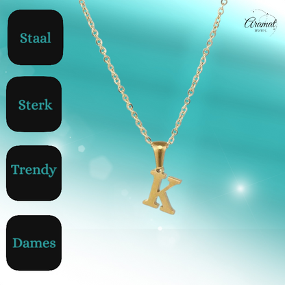 Steel Letter Necklace gold color