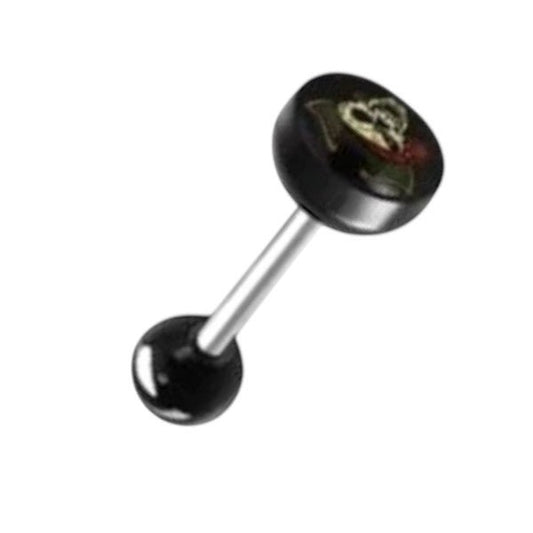 Schedel en gekruiste zwarte roestvrijstalen barbells