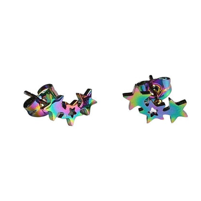 Stalen Multicolor Sterren Oorbellen - Uniek & Feestelijk - oor1403 - Oorbellen kopen