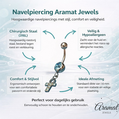 Piercing nombril en acier Croix égyptienne