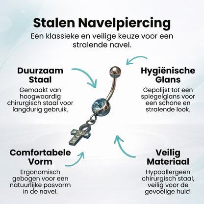 Piercing nombril en acier Croix égyptienne